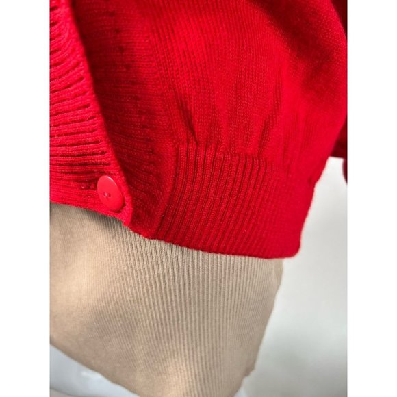 Vintage Laura Lorani Womens Cardigan Sweater Red Wool Surplice Long Sleeve EU 42 - Picture 4 of 12